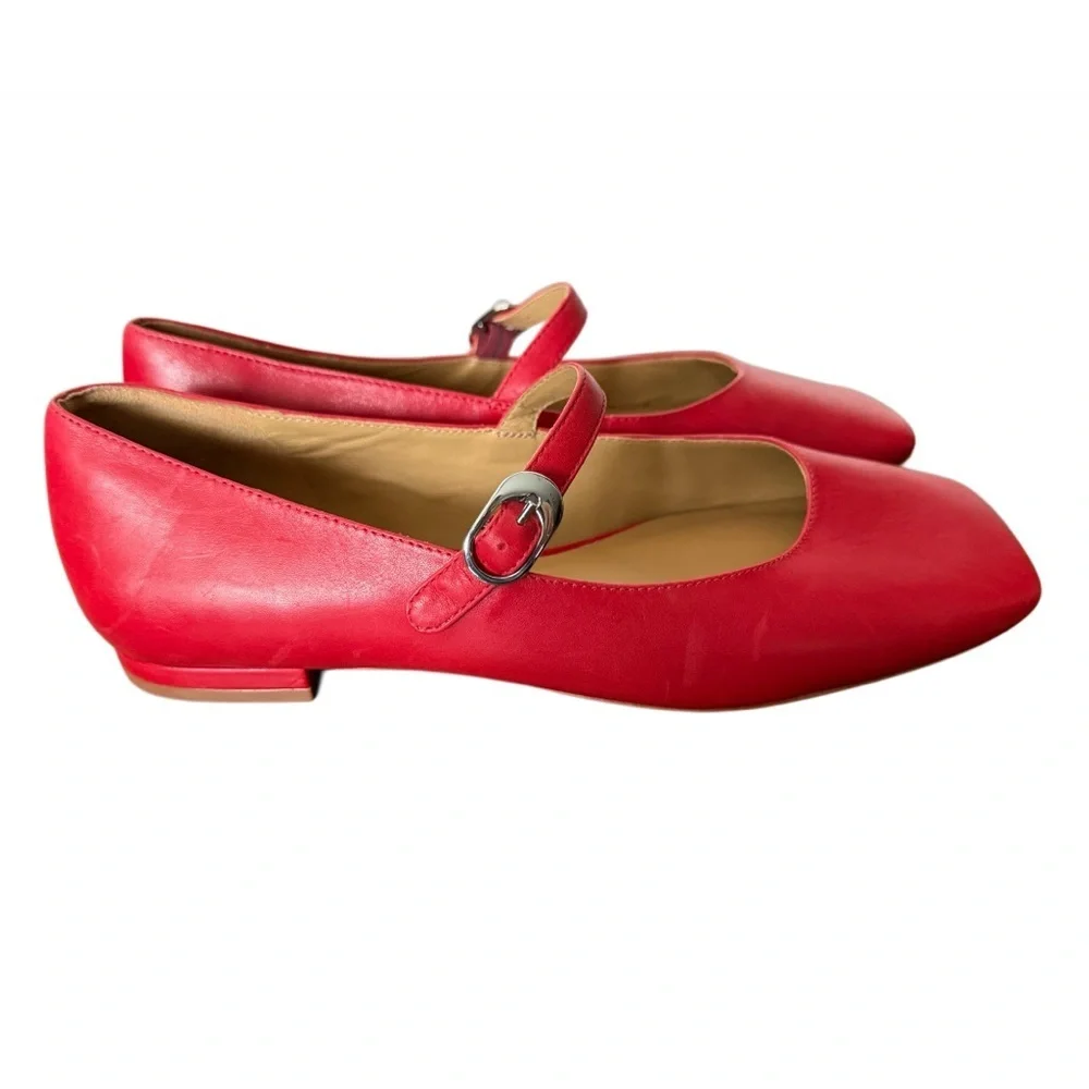 Reformation Red Mary Jane Flats-NWOT Size 8.5